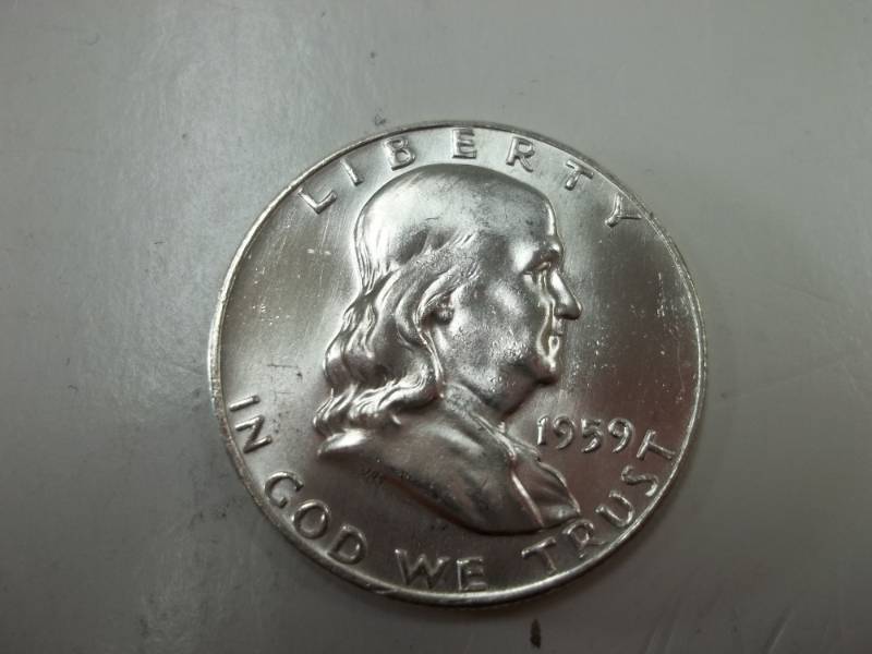 1959 D Benjamin Franklin Half Dollar 90% Silver