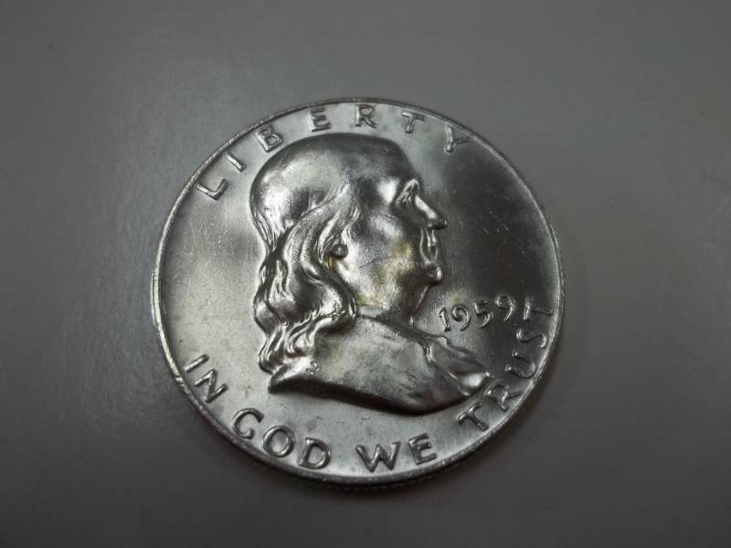 1959 D Benjamin Franklin Half Dollar 90% Silver