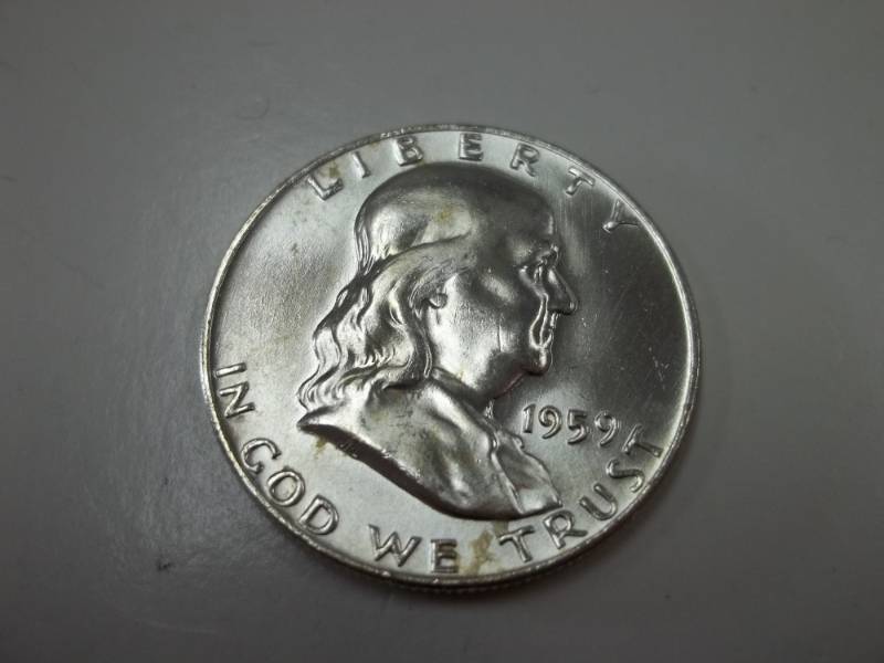 1959 D Benjamin Franklin Half Dollar 90% Silver