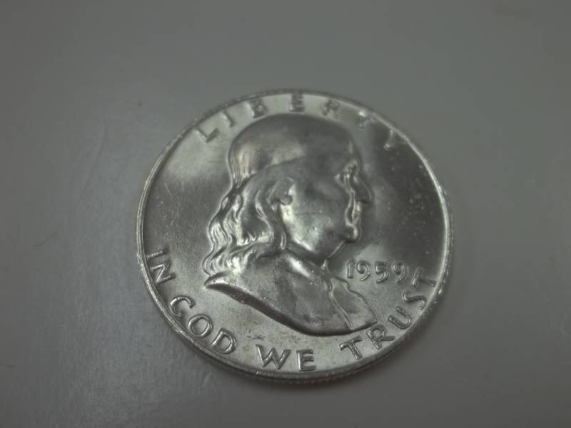 1959 D Benjamin Franklin Half Dollar 90% Silver