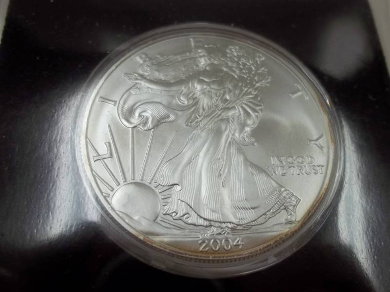 Silver American Eagle 1 Oz. Fine Silver Year 2004 Coin with certificate of authenticity