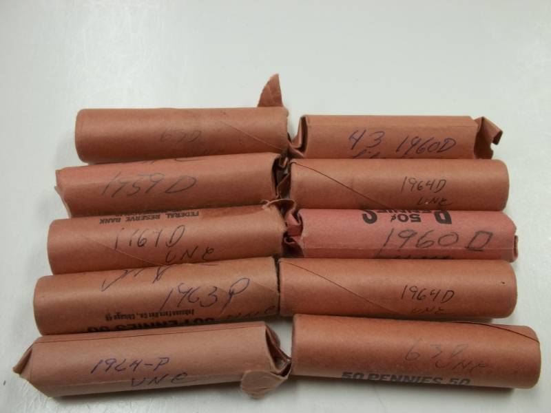 10 Rolls of Pennies Assorted years