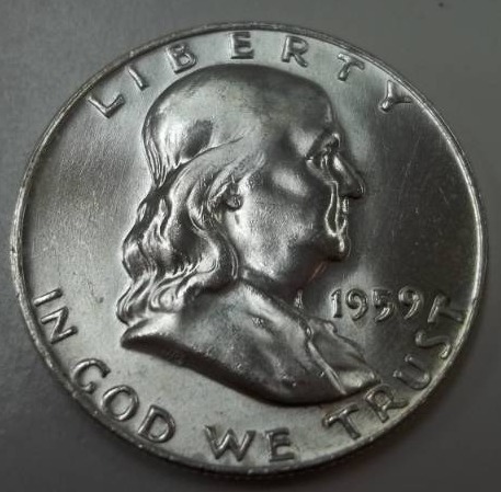 1959 D Benjamin Franklin Half Dollar 90% Silver