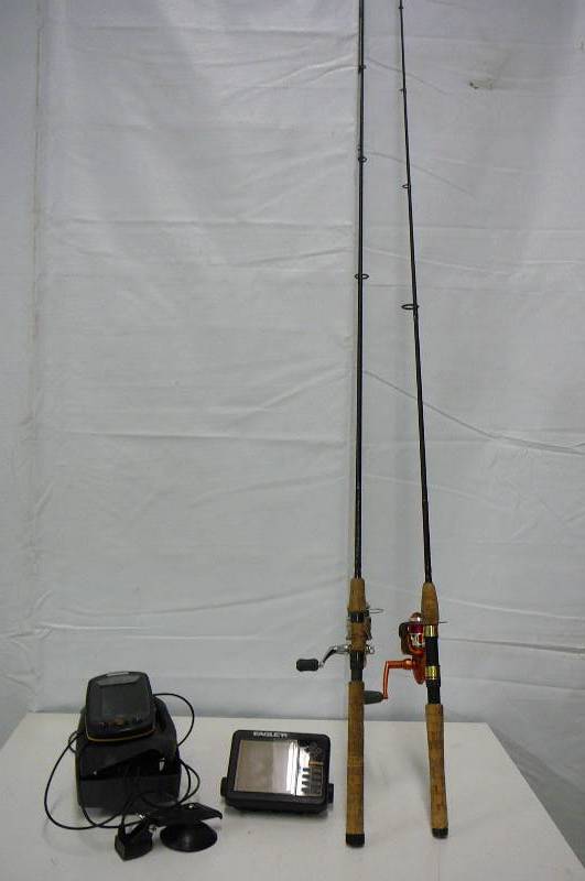 lot 53 image: Depth Finder Hummingbird Eagle optima 2 Rods & Reels