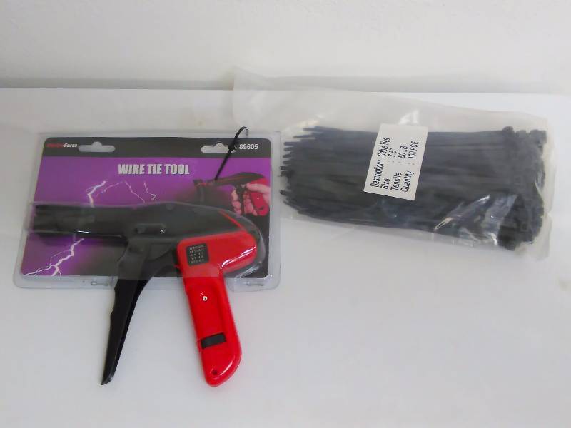 lot 22 image: Cable Ties and Wire Tie Tool, 100 x 7.5 ties