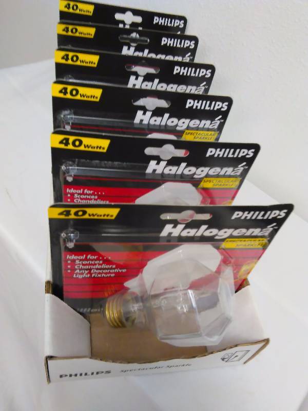 lot 53 image: Phillips Halogen Hexagon Lightbulbs (6 pkgs.)