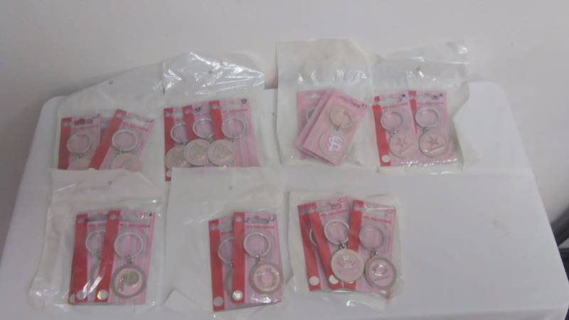 lot 76 image: Pink Key Rings with NFL charms (7 pgs.)