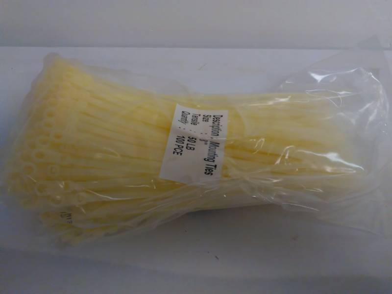 lot 128 image: 8-Inch Zip  Cable Ties (100 ct.) White
