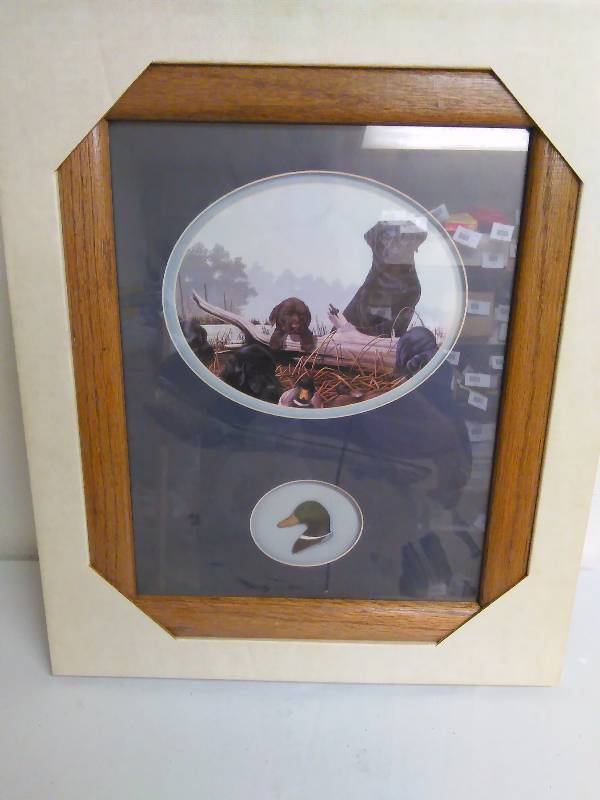 lot 267 image: Bird Hunting Labs Print, Framed, 13 x 16