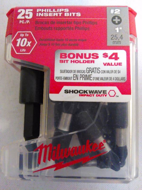 lot 308 image: Milwaukee 25 pc Phillip Insert Bits #2 Model 48-32-5009