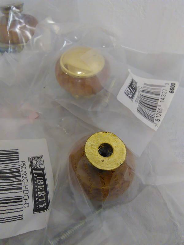 lot 368 image: Cabinet Wood Knob with Gold Tone Accents, 1  Diameter (50)