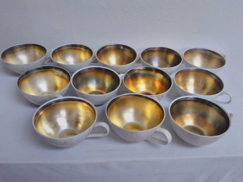 lot 378 image: Unique Coffee Cups, Ceramic with metallic like interior finish (12)