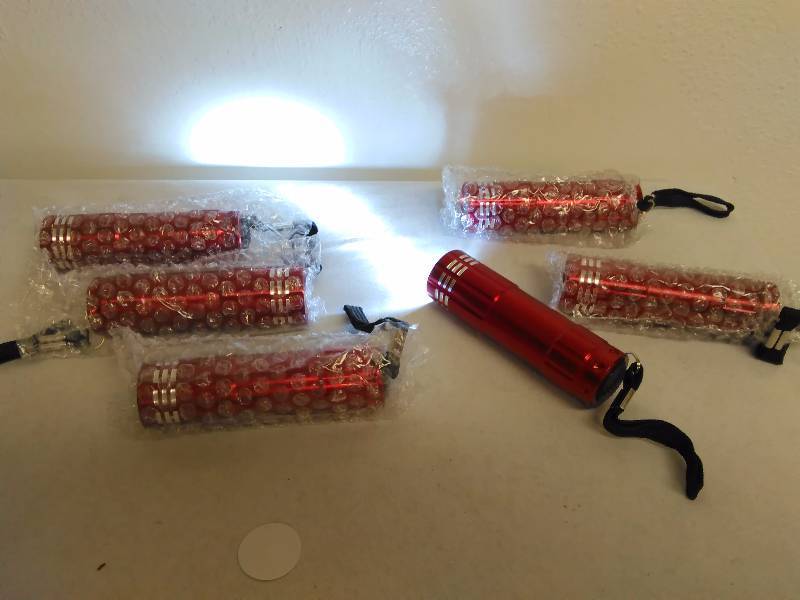lot 410 image: 9 LED Bulbs Flashlight (6), batteries included, working