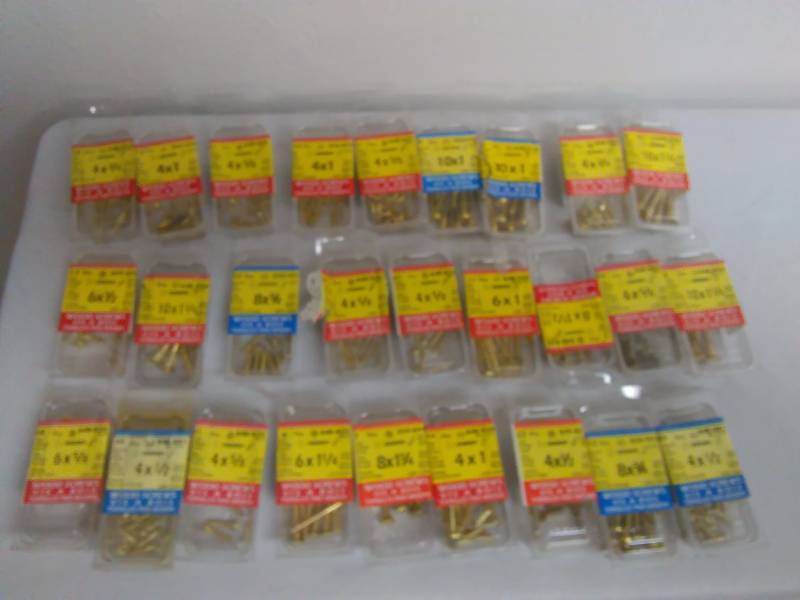 lot 421 image: Wood Screw Variety, large lot, (215 pkgs.) This lot contains new in package various size wood screws There are 215 packages total