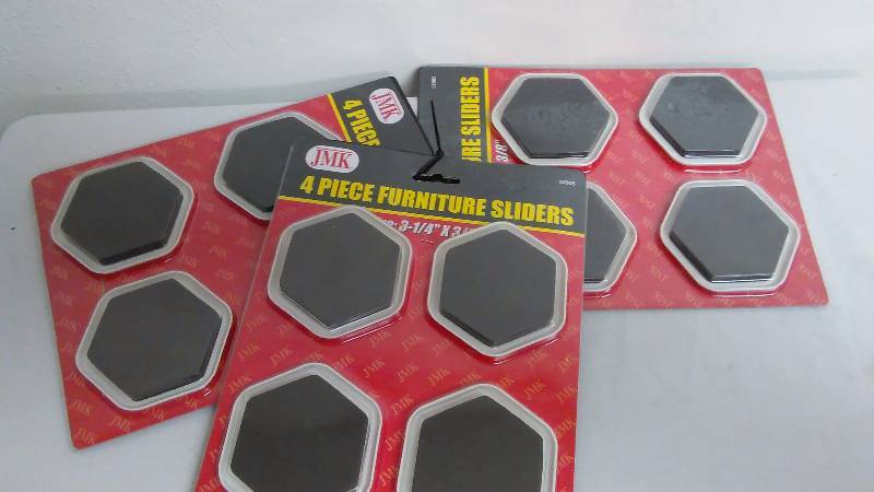 lot 483 image: Furniture Gliders, Hexagon shape, 3 34 (3) each pkgs. contains 4, 12 glides total