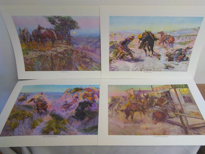 lot 517 image: C. M. Russel Prints (4) Each measure 12 x16