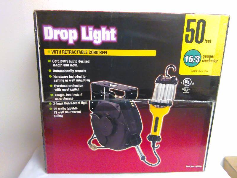lot 547 image: Drop Light with retractable Cord Reel, 50 ft., 163 gauge