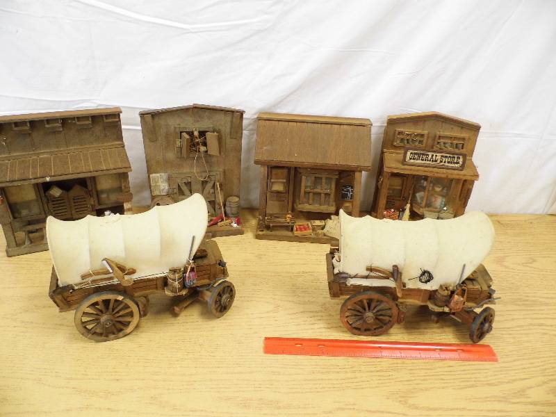 lot 52 image: Old West Buildings and Covered Wagons