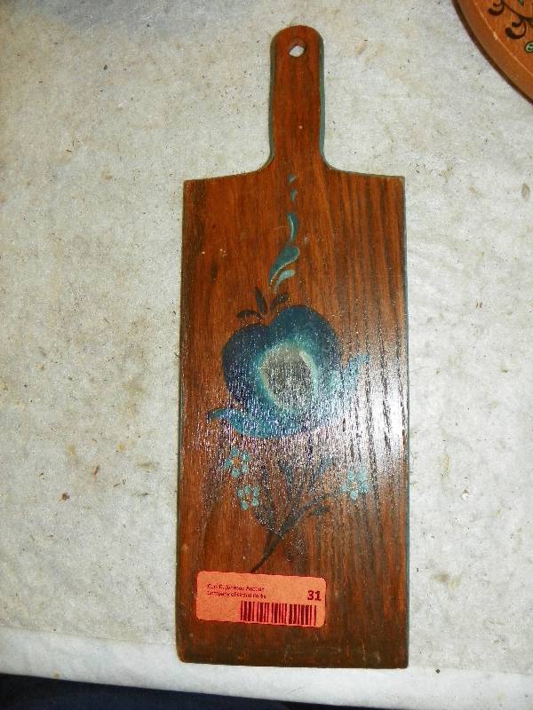 lot 31 image: Rosemal painted wooded wall plaques