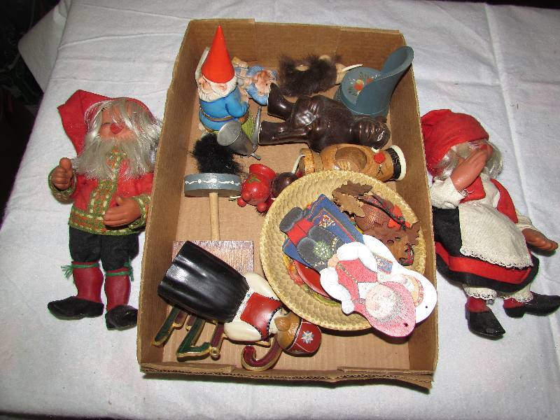 lot 51 image: Variety of Norwegian dcor dolls, troll and wooden items