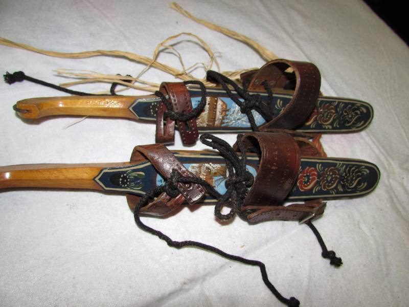 lot 70 image: pair of rosemal painted vintage ice skates