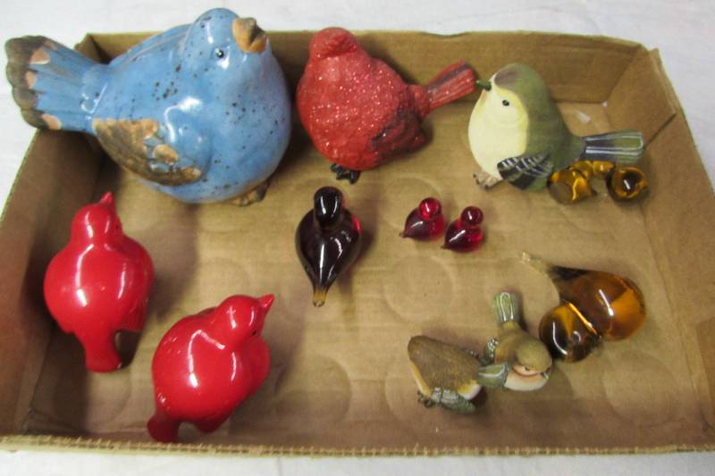 lot 101 image: Birds, ceramic and glass