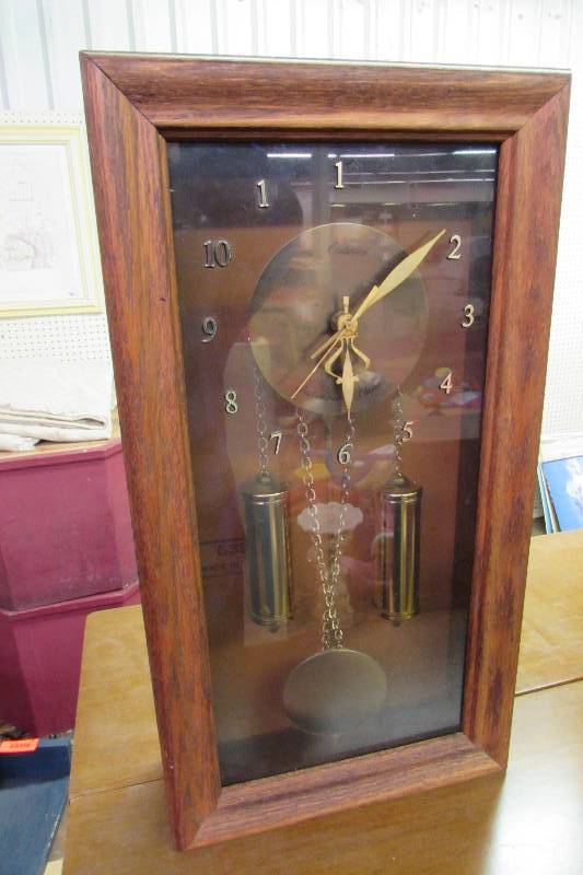 lot 21 image: Clock with pendulum and weights, untested