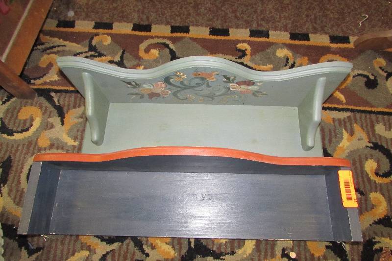 lot 24 image: Two shelves with rosemal painting