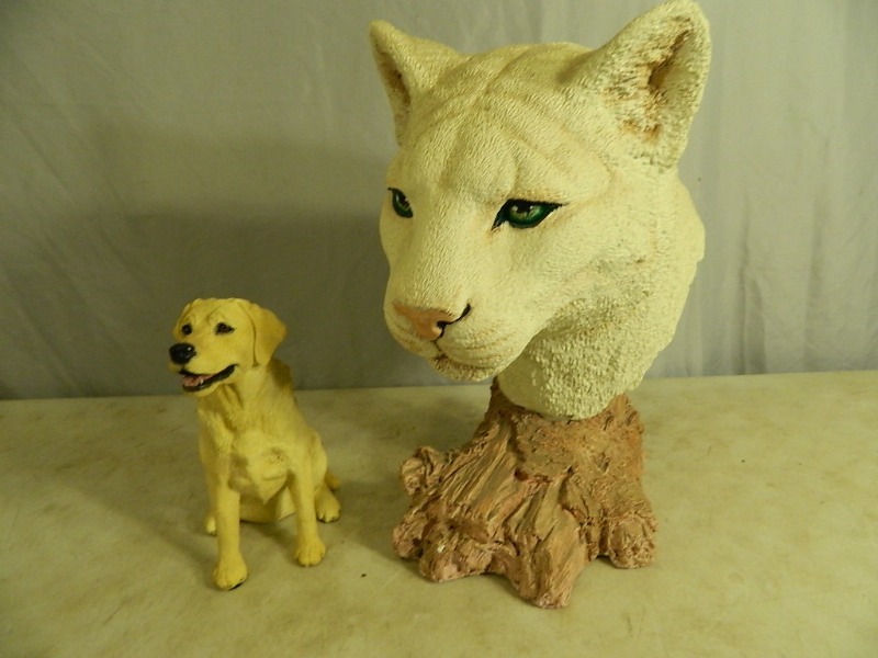 lot 58 image: Big Cat and Dog Statues