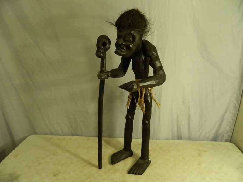 lot 61 image: 34 Tall Wood Tribal Man Carving