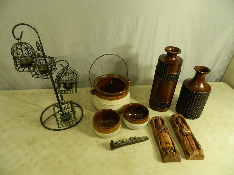 lot 63 image: Metal Birdcage Candle Stand, Vases, Decor, and More