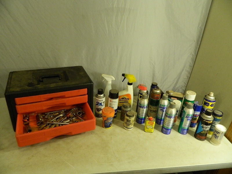 lot 68 image: Craftsman Toolbox with Tools and Shop Chemicals