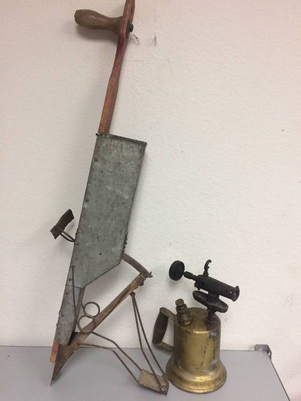 lot 44 image: Antique Planter and Torch