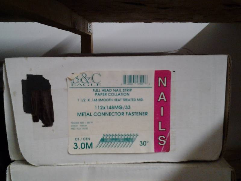 lot 11 image: B&C Eagle Fasteners 1 12 x .148 Smooth, Galv., Metal Connector Fastener. Fits Hitachi NV65AH