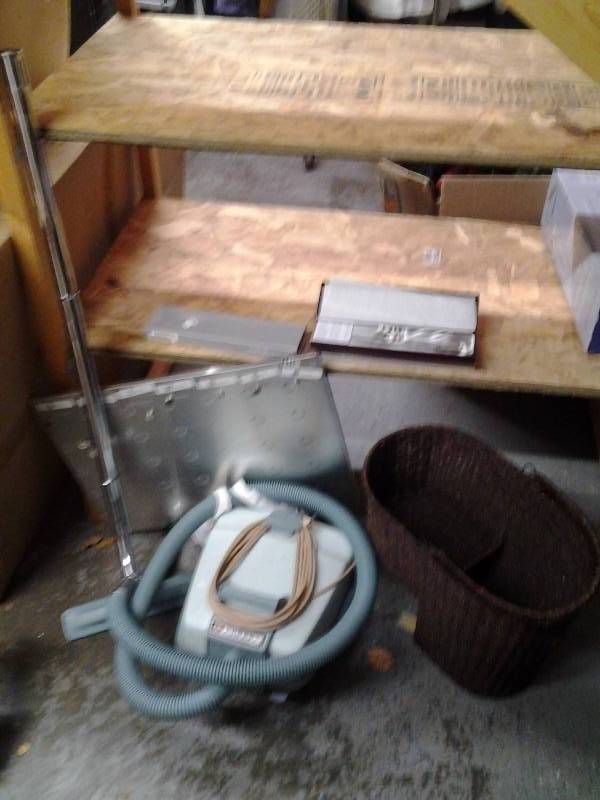 lot 46 image: Eureka Canister Vacuum With Attachments-Works, 2 Sets Of Chop Sticks From Hong Hong Tourism Board, Magnetic Calendar, Staircase Basket,