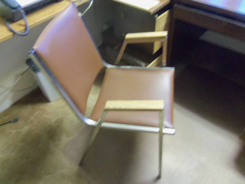 lot 3 image: Solid Wood Desk, Chair, Chair mat and Desk Accessories