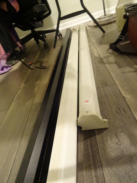 lot 62 image: 3 projector screens. 2 are 63 and 1 is 72 inch