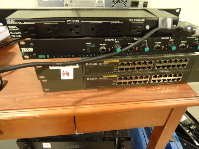 lot 64 image: D-Link 10100 fast ethernet switch. DES-1042D. Qty 2. Rane MH4 stereo head phone console