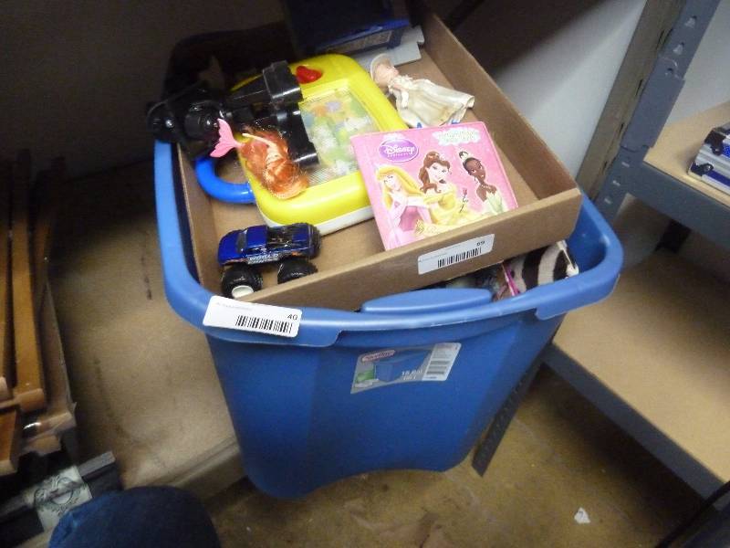 lot 40 image: Large Bin of Childrens Toys and Books