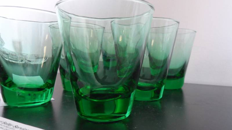 Vintage Green Glass Set