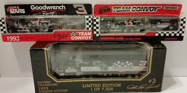 lot 63 image: Matchbox and Racing Collectables Lot of (3) 164th Scale Die Cast Metal #3 Dale Earnhardt Transporters