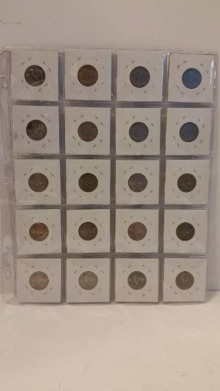 lot 75 image: Lot of (19) Philadelphia and (1) Denver Mint Buffalo Nickels - Multiple Dates Carded in Binder Sheet