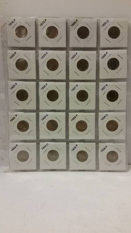 lot 120 image: Lot of (20) Buffalo Nickels - Carded and Sheeted - Multiple Dates and Mint Marks