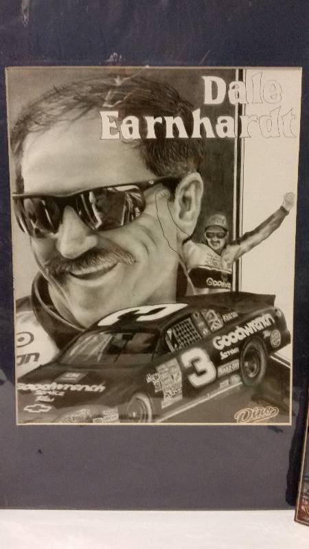 lot 123 image: Lot of Dale Earnhardt Collectables Including Print and Two Commemorative Books - See Pictures