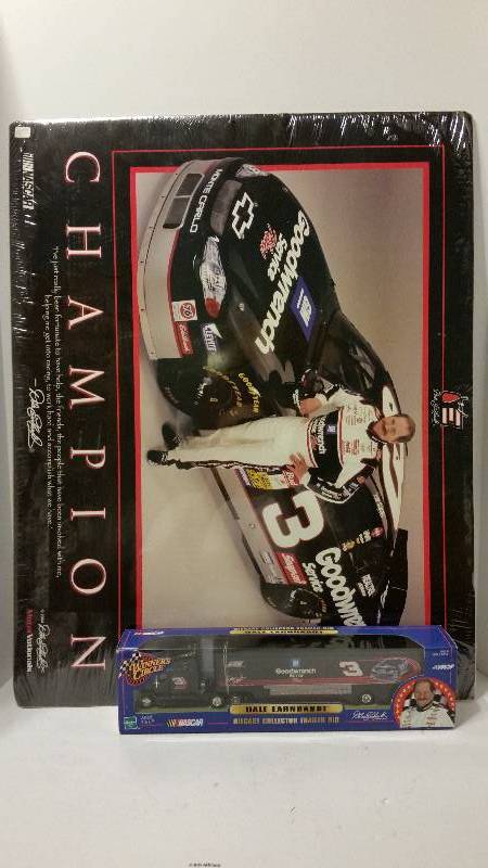 lot 128 image: Winners Circle #3 Dale Earnhardt Trailer Rig and Champion Poster Combo - See Pictures