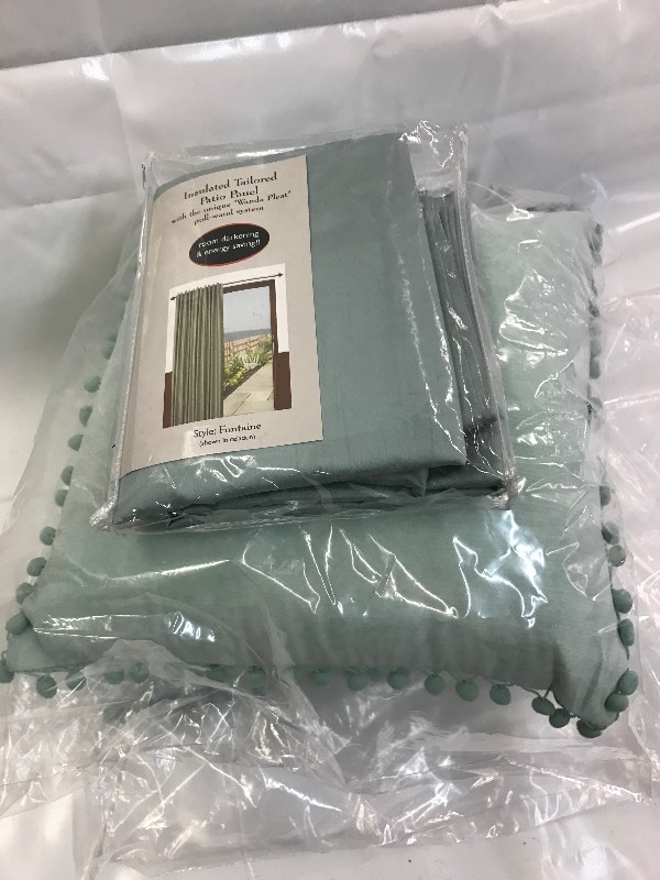 Coral Light Green Throw Pillows & Window Curtain