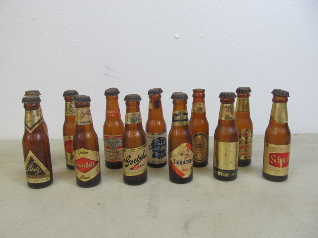 lot 10 image: Collection of Vintage Miniature Advertising Beer Bottles