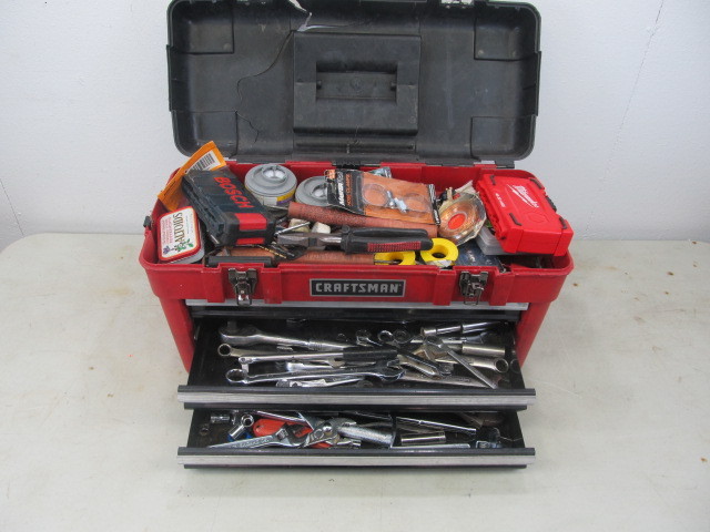 lot 19 image: Toolbox FULL of Tools Craftsman Wrenches etc