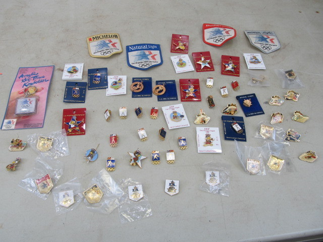 lot 39 image: Collection of 1984 Olympics Pins Patches etc