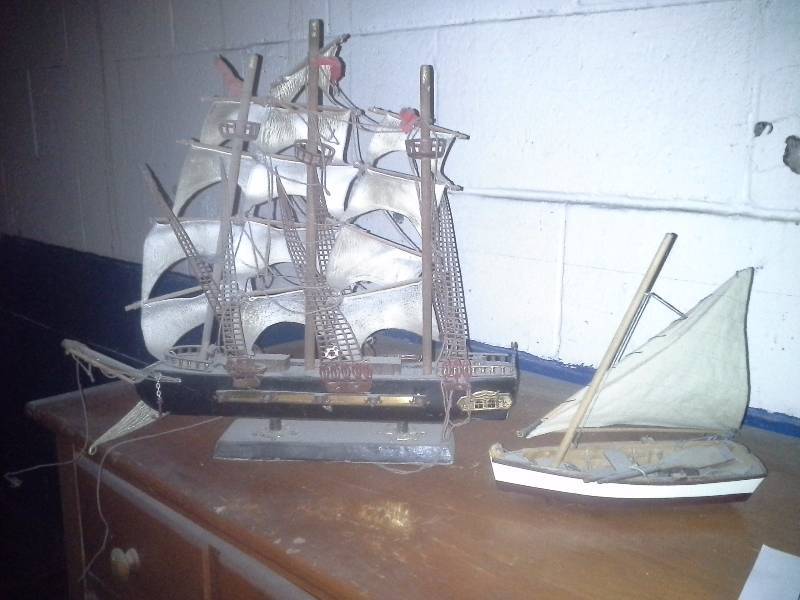 Sailing Ship Model and Small Boat